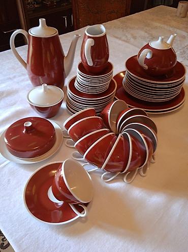Çay dəsti, rəng - Qırmızı, Farfor, 54 nəfərlik, Almaniya