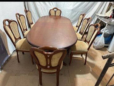 damla divan desti: Qonaq otağı üçün, İşlənmiş, Dördbucaq masa, 8 stul