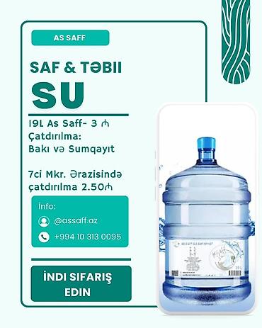Qida məhsulları: AS SAFF – Saf və təbii su - Həcm: 19 litr - Brend: As Saff - Qiymət — 1