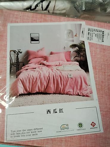 bed sheets: Комплект постельного белья «Арбузно-розовый» (棉麻简约 ins 风) - Материал — 2