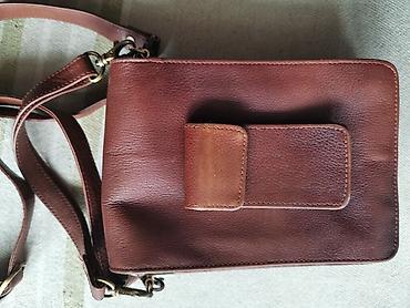 sling bag: Кожаная мужская сумка-планшет, коричневый цвет. Натуральная кожа — 3