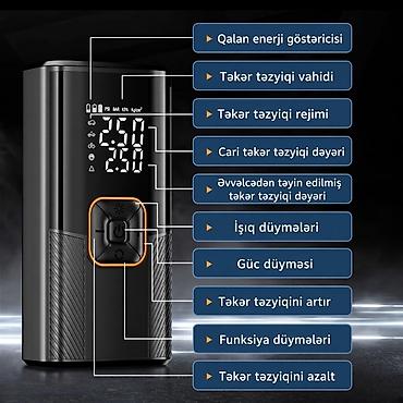 Транспорт: Akkumulyatorlu portativ hava kompressoru – çoxfunksiyalı, rəqəmsal — 2