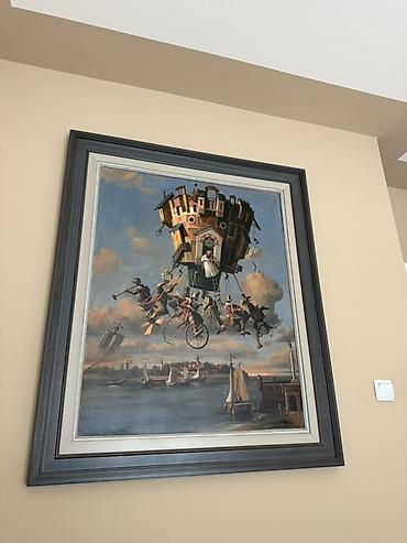 Umjetnička slika s ramom – fantastični motiv nad morem - Tehnika