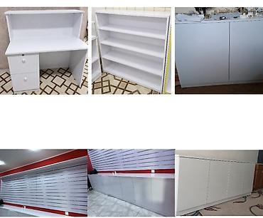 ev mebel: Ağ rəngdə mağaza/ofis mebel dəsti Tərkib: - Vitrin-komod: yuxarı — 1