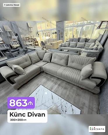 Ev və bağ: Künc Divan – 300×200 sm - Rahat “L” formalı künc divan - Yumşaq — 1