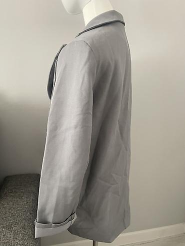 Женская одежда: Свободный серый пиджак-жакет в стиле oversize - Цвет: светло‑серый - — 3