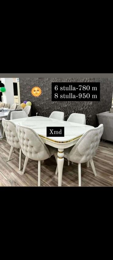 plastik stol stul: Для гостиной, Новый, Прямоугольный стол, 6 стульев