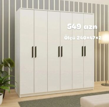 Mebel: Yeni, Açılan, 6 qapı Düz dolab, Qarderob, paltar dolabı, Azərbaycan