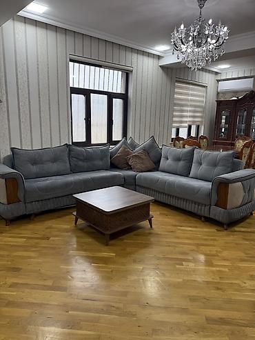 L‑şəkilli yumşaq künc divan dəsti - Rəng: tünd boz (kül rəngi)