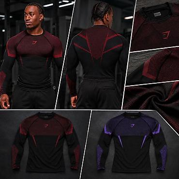 Футболки: Мужская спортивная футболка/лонгслив Gymshark (серия с геометрическим — 2