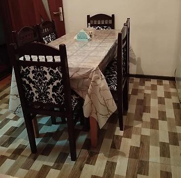 Qonaq otağı üçün, İşlənmiş, Açılan, Dördbucaq masa, 6 stul