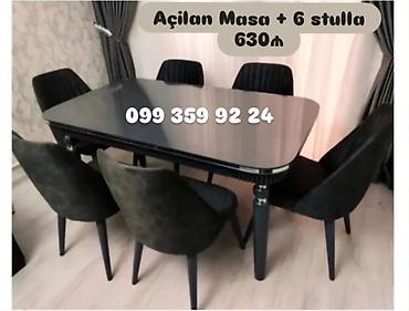 Açıla bilən yemək masası dəsti - Dəst: açılan masa + 6 ədəd stul -