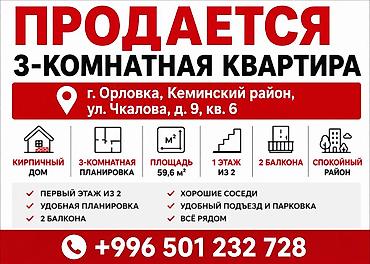 в орловке: 3 комнаты, 60 м², Сталинка, 1 этаж, Требуется ремонт — 9