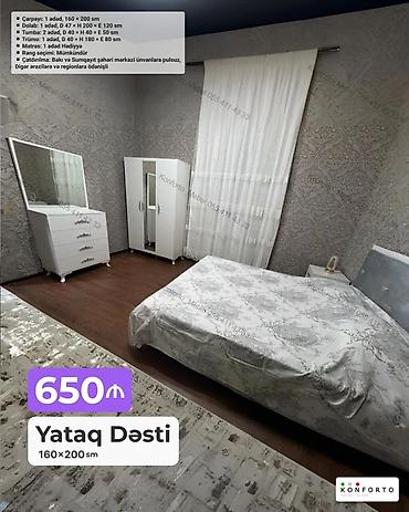 Ev və bağ: Yataq Dəsti – 160×200 sm Model 1 (650): - Çarpayı: 1 ədəd, 160 × 200 — 2