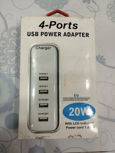 aqro texnikalar: 4-ports usb power adapter 20W. With Led indicator Power cort 1.2m