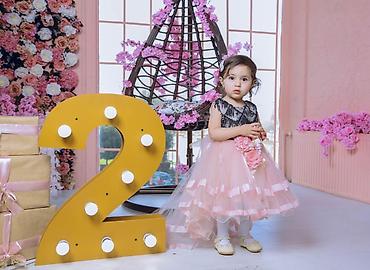 vecerni don: 2-4 yas Uşaq ziyafət/libas paltarı - Rəng: pudra çəhrayı (ətək — 5