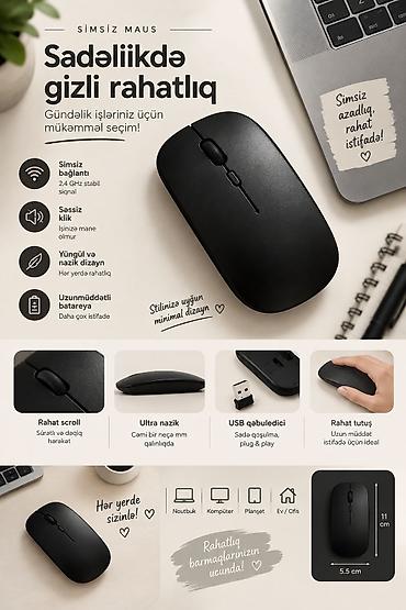 usb hard disk: Ultra-nazik simsiz kompüter siçanı - Minimalist, hamar dizayn: oval — 1