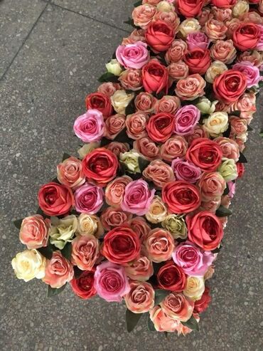 Süni güllər: Dekorativ süni gül paneli – kvadrat modul - Dizayn: sıx çiçək — 36