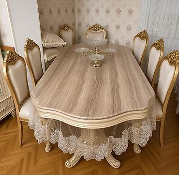 Qonaq otağı üçün, İşlənmiş, Açılan, Oval masa, 8 stul