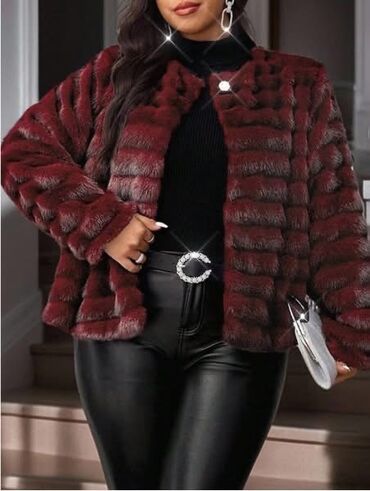 Krzneni kaputi: Veštačko krzno, bоја - Bordo — 2