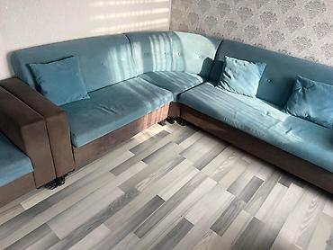 step deke: Mavi-bənövşəyi tonlarda künc divan dəsti - L‑şəkilli geniş künc — 3