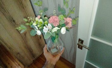 Süni güllər: RAZİNDƏ!!!!!! Gül dəsti vaza ilə bir yerdə. Pionlar və Evkalipt — 12