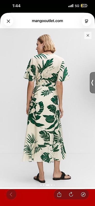 mango çanta: MANGO Tropical Print Wrap Dress – firfırlı, çarpaz bağlamalı midi don — 6