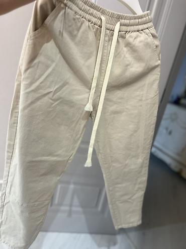 Брюки: Bej rəngli rahat şalvar (unisex stil) - Model: İpi ilə tənzimlənən — 4