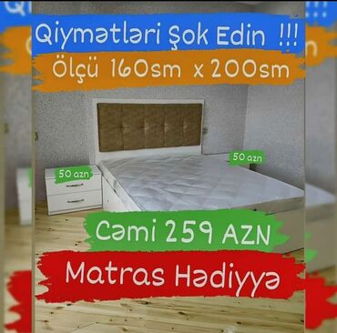 klassik yataq mebelleri: Новый, Двуспальная кровать, Без подьемного механизма, С матрасом, Без выдвижных ящиков, Азербайджан