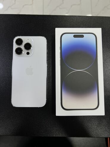 Apple iPhone: IPhone 14 Pro, 128 GB, White Titanium, Zəmanət, Simsiz şarj, Face ID