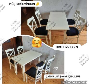 metbex ustolu: Для кухни, Новый, Прямоугольный стол, 4 стула