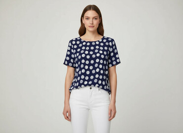 bluzki na krótki rękaw damskie plus size: Women's blouse, size S