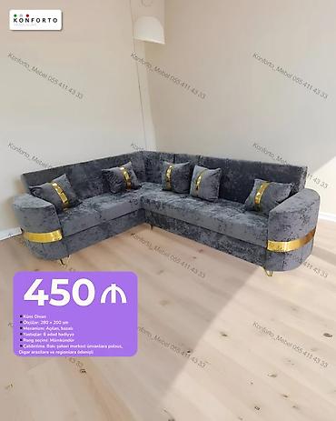 Künc divan - Ölçülər: 280 × 200 sm - Mexanizm: açılan, bazalı -