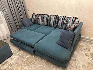 Divan və masa dəstləri: Künc divan və jurnal masası dəsti - Rəng: mavi/teal tonlarında, quşaq — 4