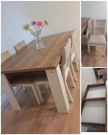 Qonaq otağı üçün, İşlənmiş, Açılan, Kvadrat masa, 6 stul