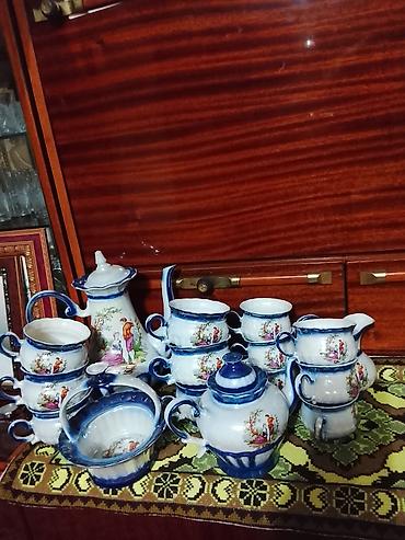 Çay dəsti, rəng - Ağ, Farfor, 6 nəfərlik