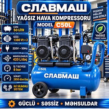 hava dreli: Elan başlığı: Hava kompressoru Славмаш C50L, 50 L, 8 bar, 420 litr/dəq — 1