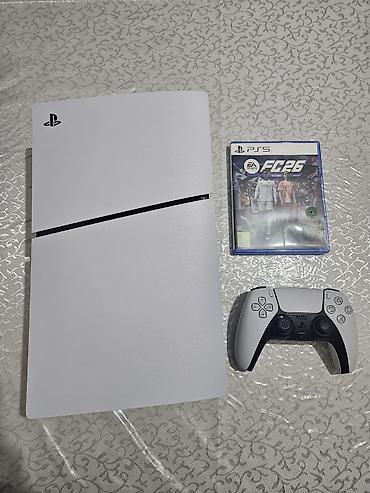 PS5 (Sony PlayStation 5): PlayStation 5 slim 1trb (Disk versiyası) + DualSense idarəetmə pultu — 1