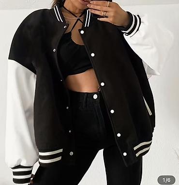 koja kurtka: Unisex kollecsiya stilində varsity gödəkçə - Rəng: qara-bəyaz — 1