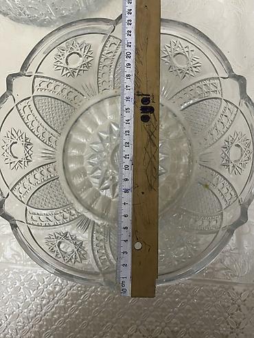 kəsim stolu: Şüşə salat/qəlyanaltı qabı – kəsim naxışlı - Material: qalın, şəffaf — 3