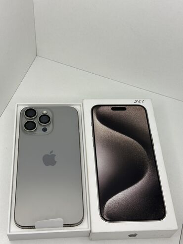 Apple iPhone: IPhone 15 Pro Max, Б/у, 256 ГБ, Natural Titanium, Чехол, Кабель, Коробка, 89 %