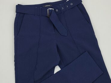 granatowe spodnie materiałowe damskie: Material trousers, S (EU 36), condition - Good