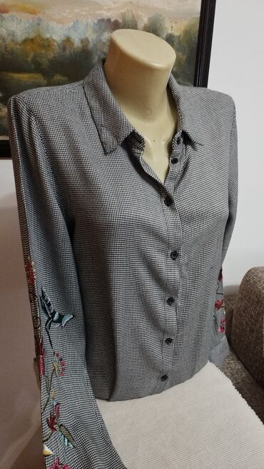Košulje: H&M, M (EU 38), Karirani, bоја - Siva — 2