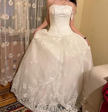 strap: Gəlinlik – straplez model, uzun quyruqlu, A-kəsim siluet.munasib — 6