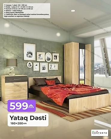 Yataq dəsti – 160×200 sm Dəst tərkibi və ölçülər: - Çarpayı: 1 ədəd lalafo.az -da Yataq dəsti – 160×200 sm Dəst tərkibi və ölçülər: - Çarpayı: 1 ədəd