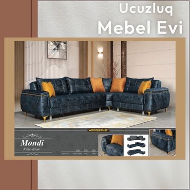 Ucuzluq Mebel Evi: Угловой диван, Новый, Раскладной, С подъемным механизмом, Ткань, Бесплатная доставка в черте города