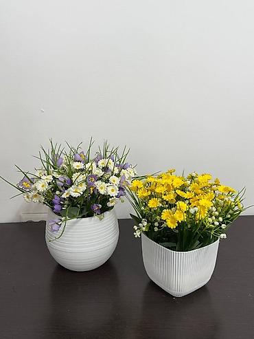 бу чехлы: Искусственные цветочные композиции в кашпо - Ассортимент: ромашки — 10