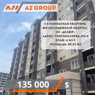 Продажа участков: 3 комнаты, 89 м², Элитка, 6 этаж, Евроремонт