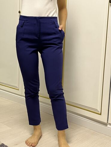 брюки укороченные: Классические, Прямые, Высокая талия, Турция, S (EU 36)