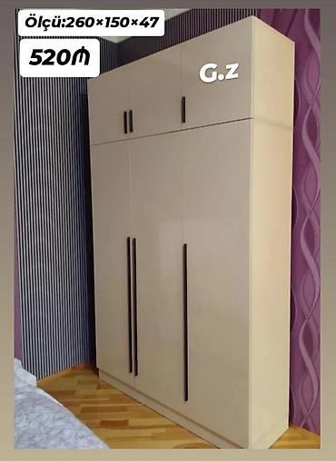 mebel stullar: Geyim şkafı – krem rəngdə, düz xətli, müasir dizayn. - Ölçü: 260 × 150 — 1